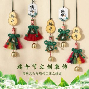 【现货速发】新款端午节装饰手工草编团扇铃铛挂件民族风龙舟葫芦民间工艺挂饰批发