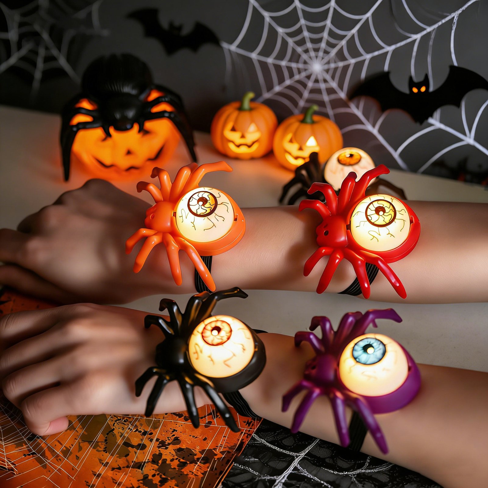 Halloween Spider Wristband Toy Kids Luminous Party Prop Decor Bracelet Watch - 图片 2