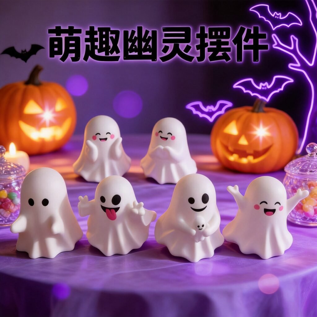 Halloween Ghost Mini Figurine Pen Holder / Skull-shaped Desk Ornament - Spooky Gift for Friends & Office Decor