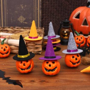 Halloween Mini Witch Hat Decor - Kids' Party Wizard Hat Props & Wine Bottle Toppers (Various Colors)