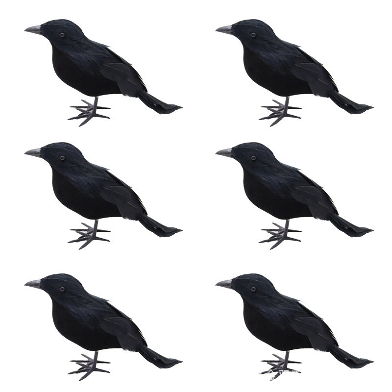 Realistic Black Feathered Crow Halloween Props - Flocked Animal Scary Decor for Ghost Festival & Party Ornaments - 图片 8