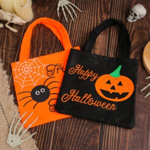 Halloween Pumpkin Non-Woven Tote Bag for Kids, Trick-or-Treat Candy Pouch, Kindergarten Gift Bags, Party Favors