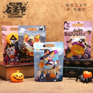 Halloween Self-Sealing Gift Treat Bags for Cookies Candy Snacks - Party Favors & Baking Packaging (4-in-1 Mixed Designs)