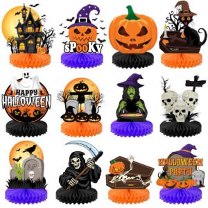 Halloween Skeleton Theme Party Decorations - Honeycomb Ball Decor Set for Tabletop & Event Layout