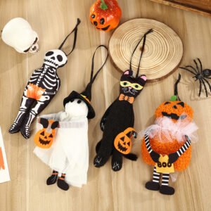 Creative Halloween Ghost & Pumpkin Plush Keychains/Pendants - Party Scene Decorations & Ornaments
