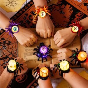 Halloween Spider Wristband Toy Kids Luminous Party Prop Decor Bracelet Watch