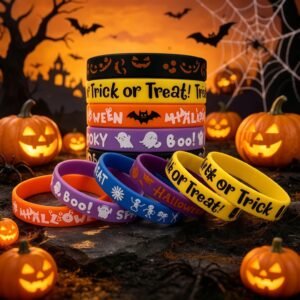 Bestselling Halloween Trick or Treat Silicone Bracelets for Kids & Adults - Party Favor Wristbands, Customizable