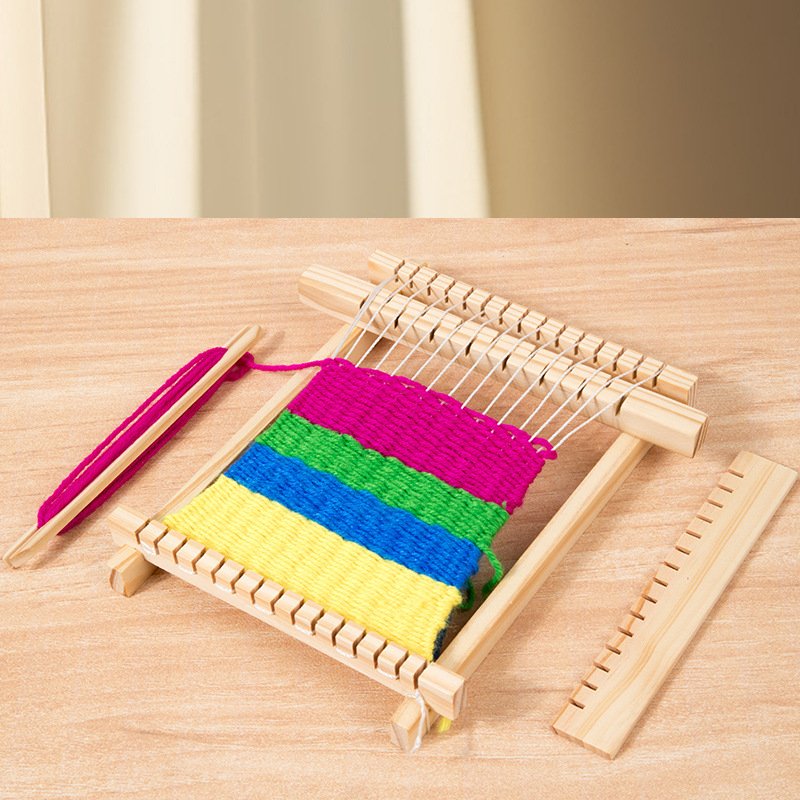 Kids Wooden Weaving Loom Toy DIY Handcrafted Assembly Science Craft Kit for Kindergarten - 图片 2