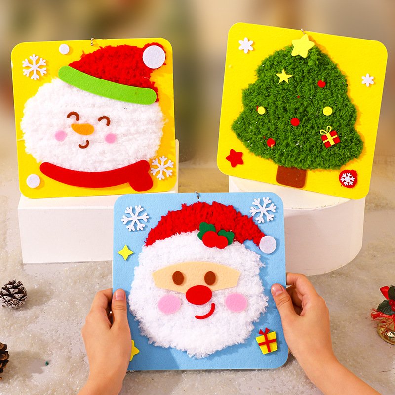 DIY Yarn Painting Kit Cartoon Punch Needle Embroidery Kit Kids Christmas Handmade Educational Toys - 图片 2