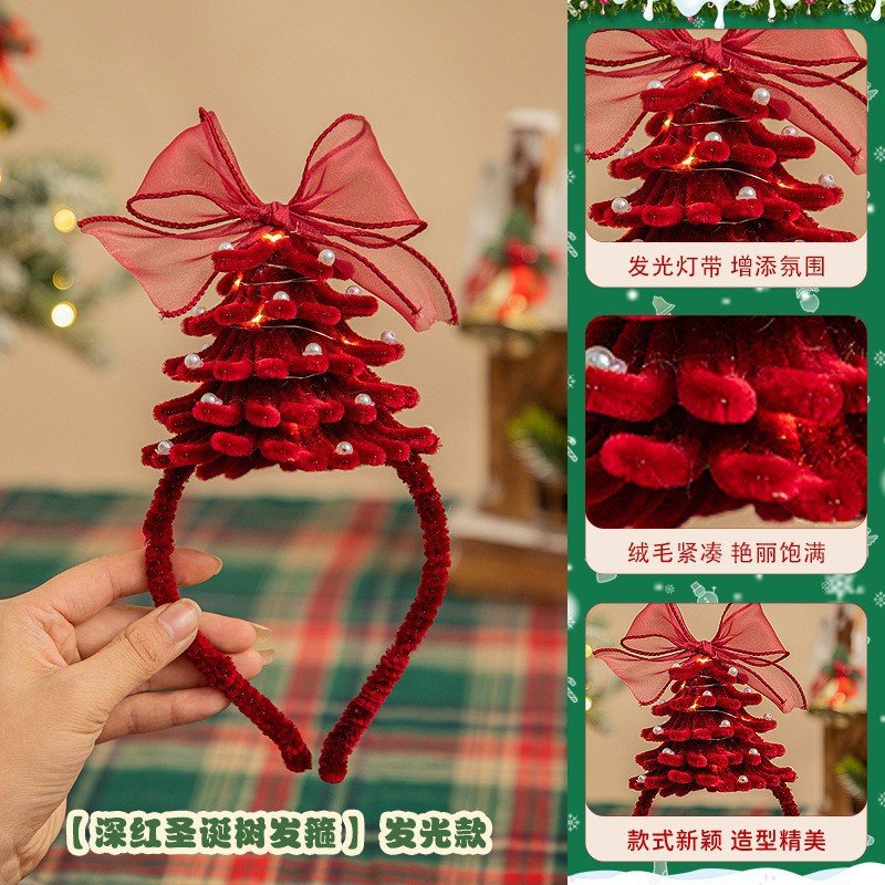DIY Chenille Stems Christmas Tree Craft Kit - Homemade Christmas Ornament Car Hanging Decor & Headband Set with String Lights - 图片 30