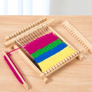 Kids Wooden Weaving Loom Toy DIY Handcrafted Assembly Science Craft Kit for Kindergarten