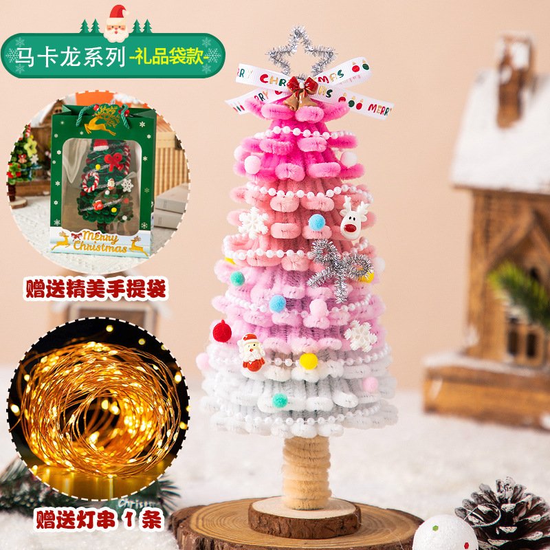DIY Chenille Stems Christmas Tree Craft Kit - Homemade Christmas Ornament Car Hanging Decor & Headband Set with String Lights - 图片 12