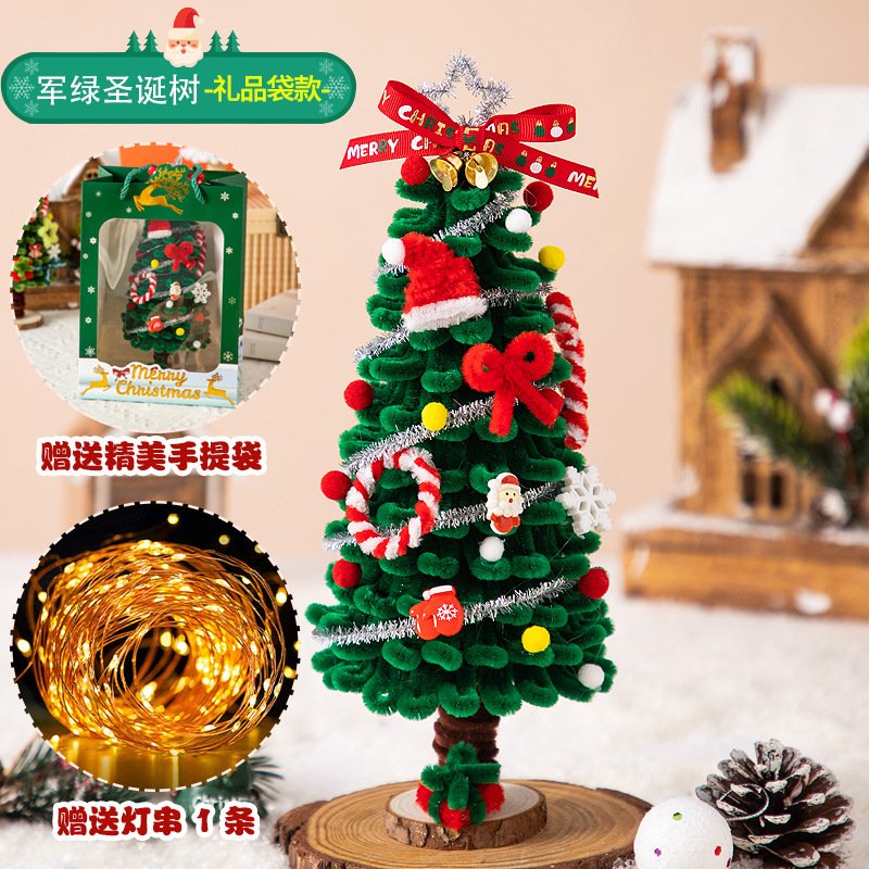 DIY Chenille Stems Christmas Tree Craft Kit - Homemade Christmas Ornament Car Hanging Decor & Headband Set with String Lights - 图片 15
