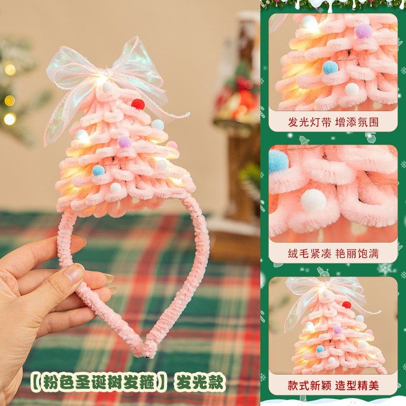 DIY Chenille Stems Christmas Tree Craft Kit - Homemade Christmas Ornament Car Hanging Decor & Headband Set with String Lights - 图片 32