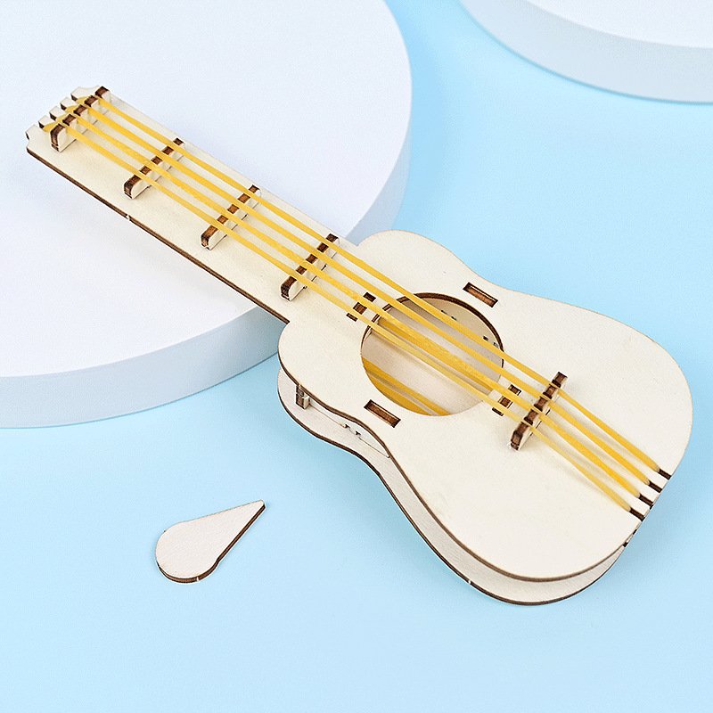 DIY Rubber Band Guitar Science Kits - Educational Wooden Musical Craft Toy for Kids & Kindergarten STEM Learning - 图片 2