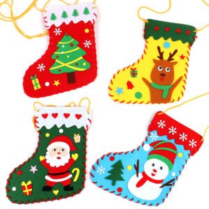 DIY Christmas Stocking Kit for Kids Non-Woven Felt Handmade Craft Kindergarten Educational Toy Holiday Gift Decoration