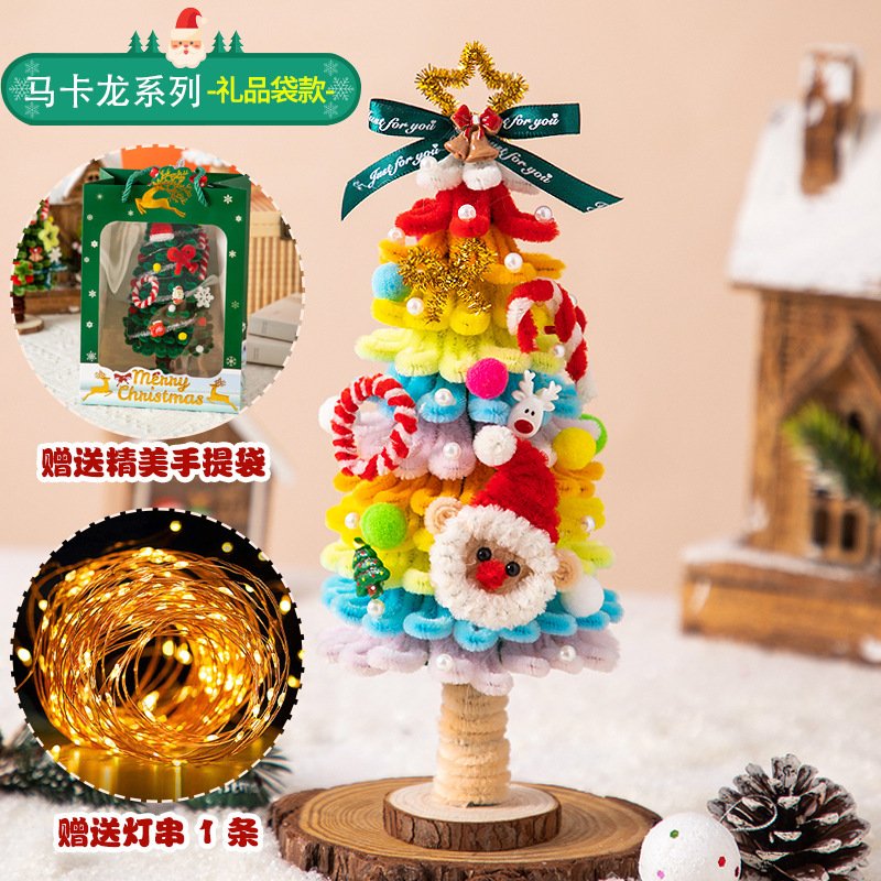DIY Chenille Stems Christmas Tree Craft Kit - Homemade Christmas Ornament Car Hanging Decor & Headband Set with String Lights - 图片 11